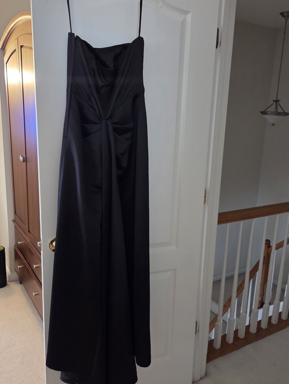 Black Satin Dress with Twist Front